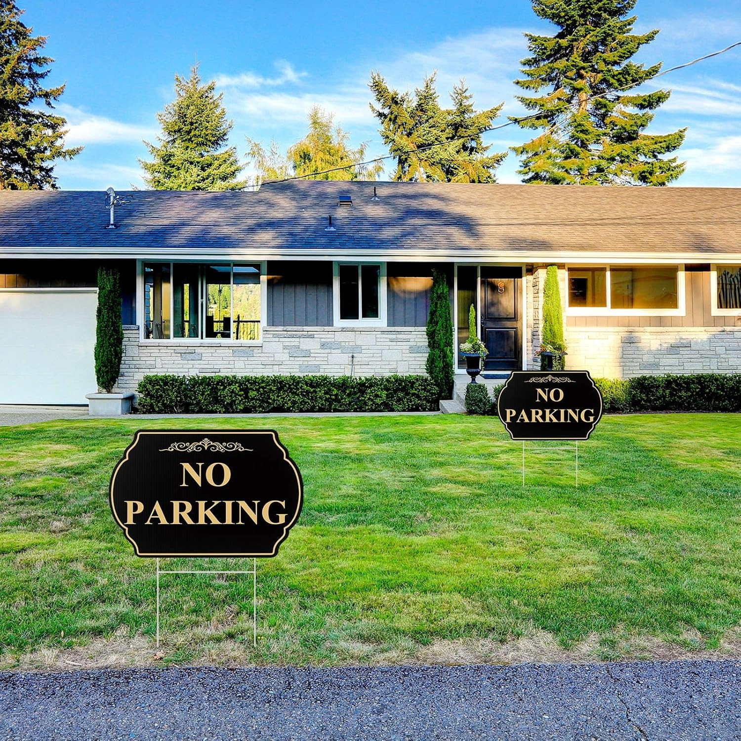 4 Pcs No Parking Signs with Stakes, 12&Prime; X 8&Prime; Heavy-Duty Private Property No Park