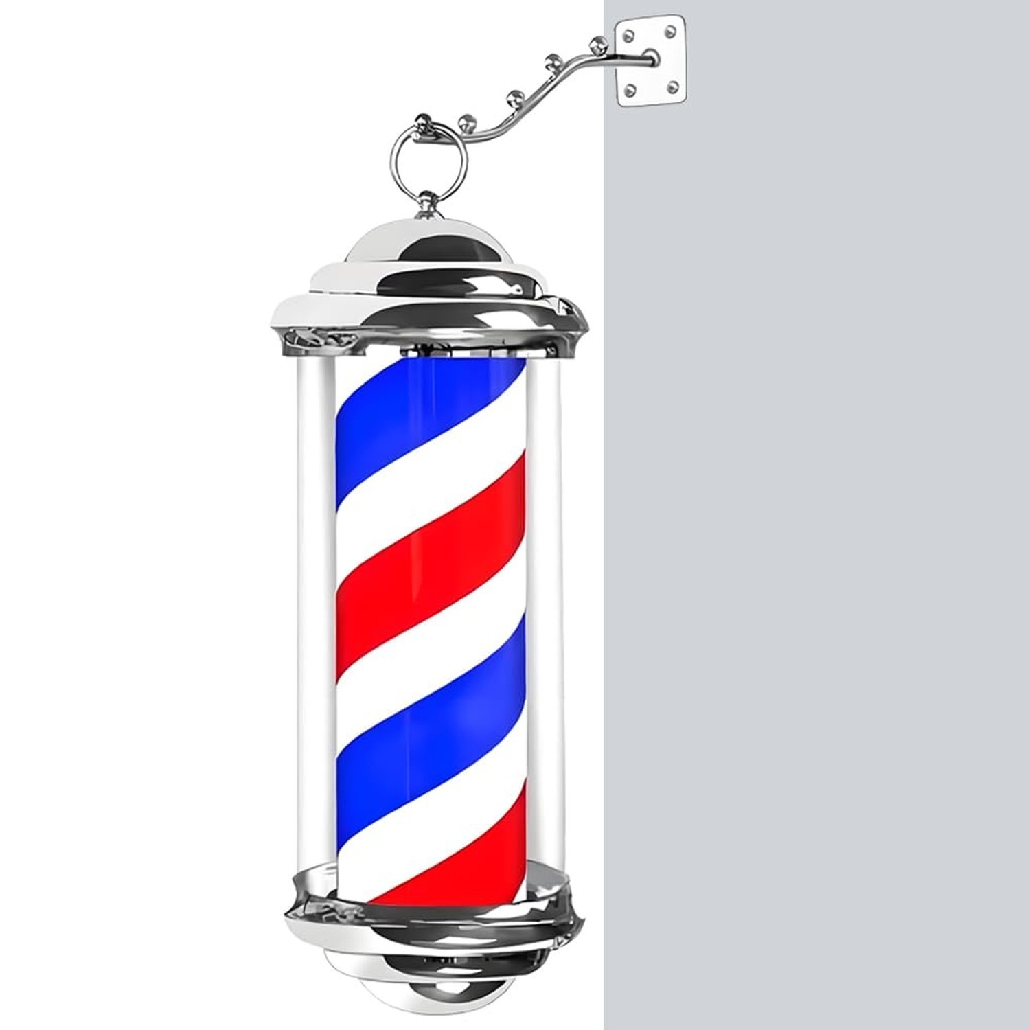 15 » Barber Pole LED Light, Barber Shop Pole Light Silver | Hair Salon Open S…