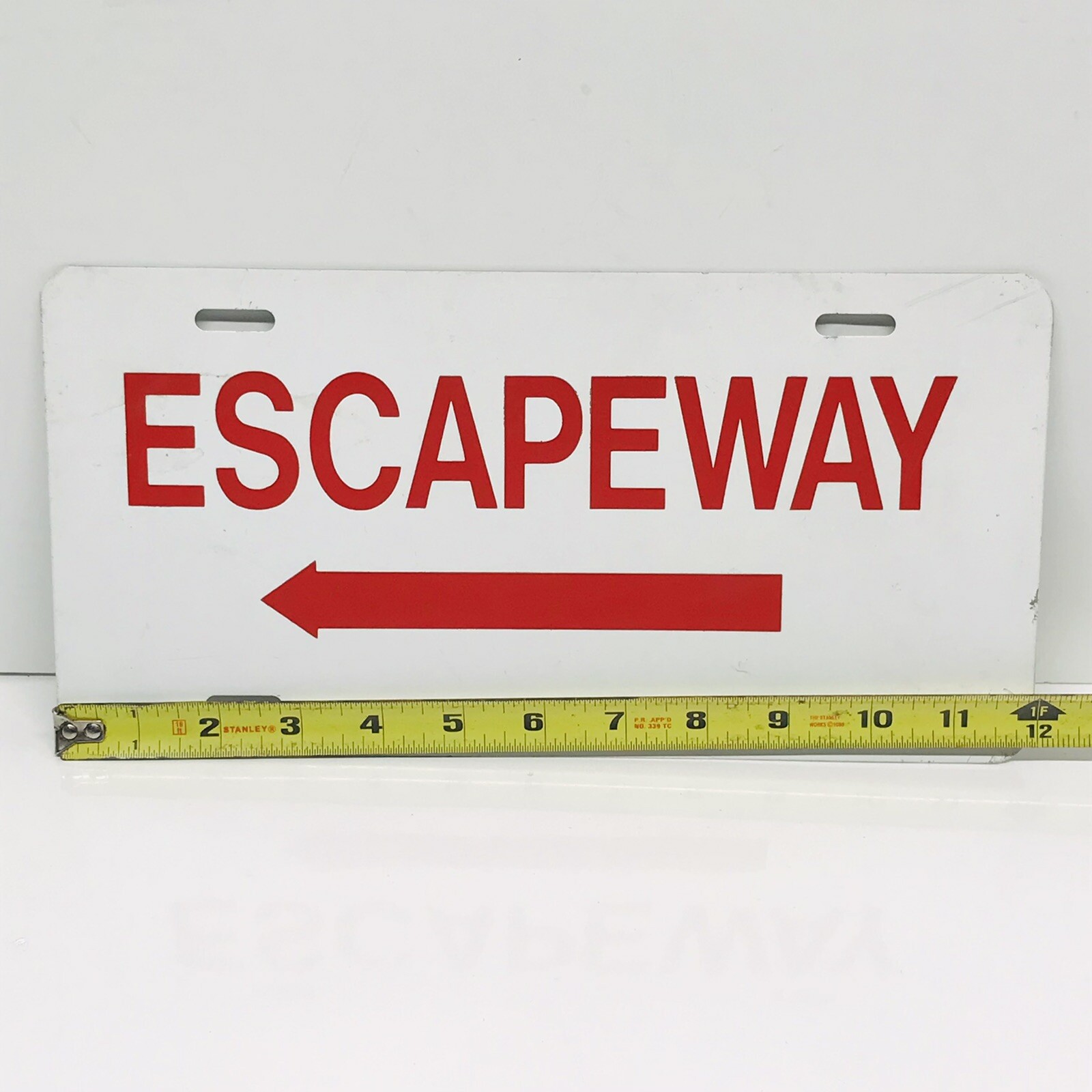 ESCAPEWAY Sign 12×6 Red White Double Sided Aluminum Metal – Novelty Man Cave