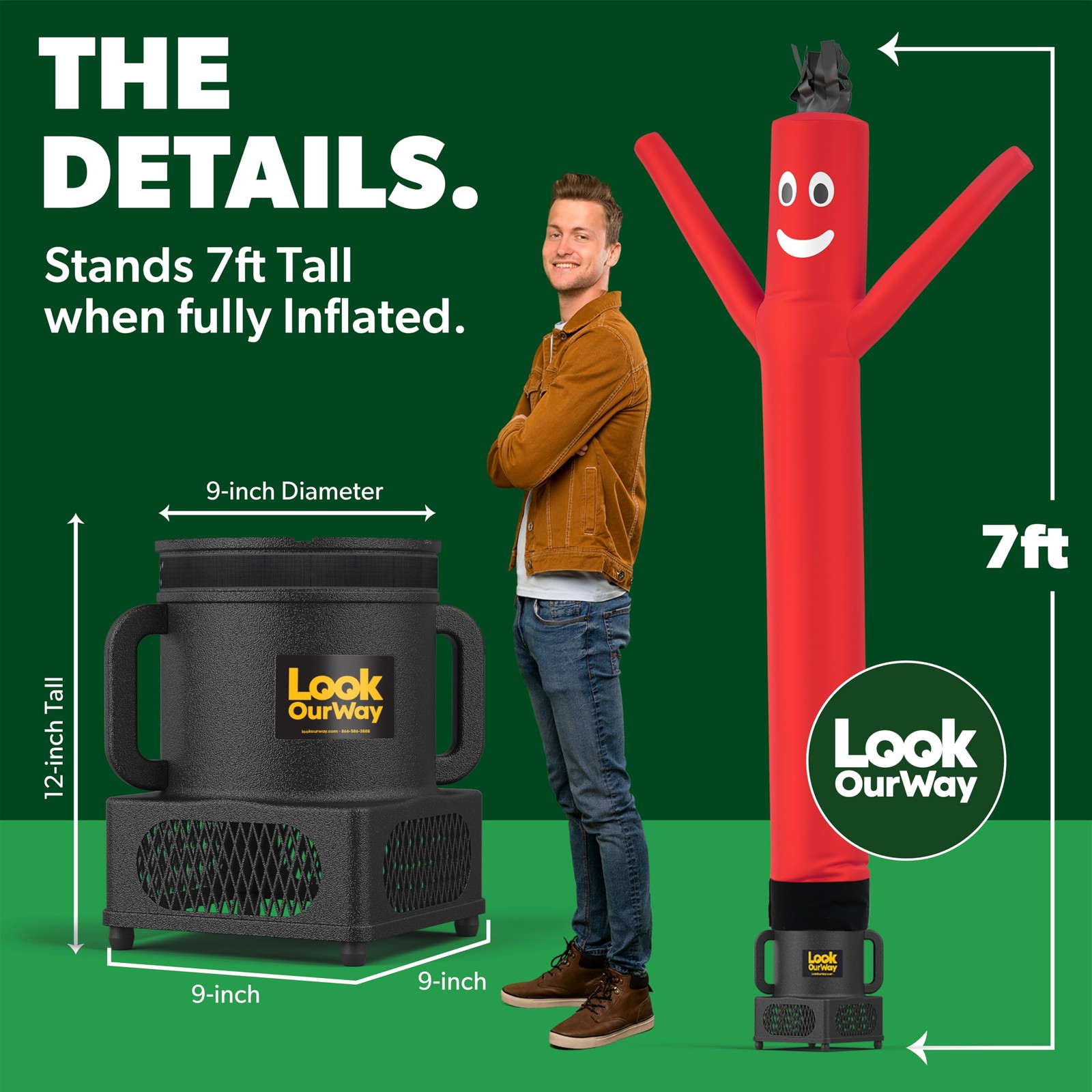 LookOurWay Air Dancers Wacky Waving Inflatable Tube Guy – 7ft Tall Inflatable