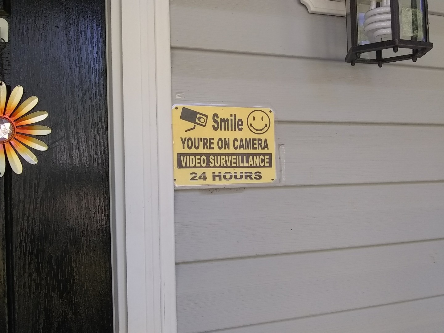 1SMILE YOU&rsquo;RE ON CAMERA Warning Security Yellow Sign 7 1/4&Prime; Wide x 5 1/4&Prime; Height