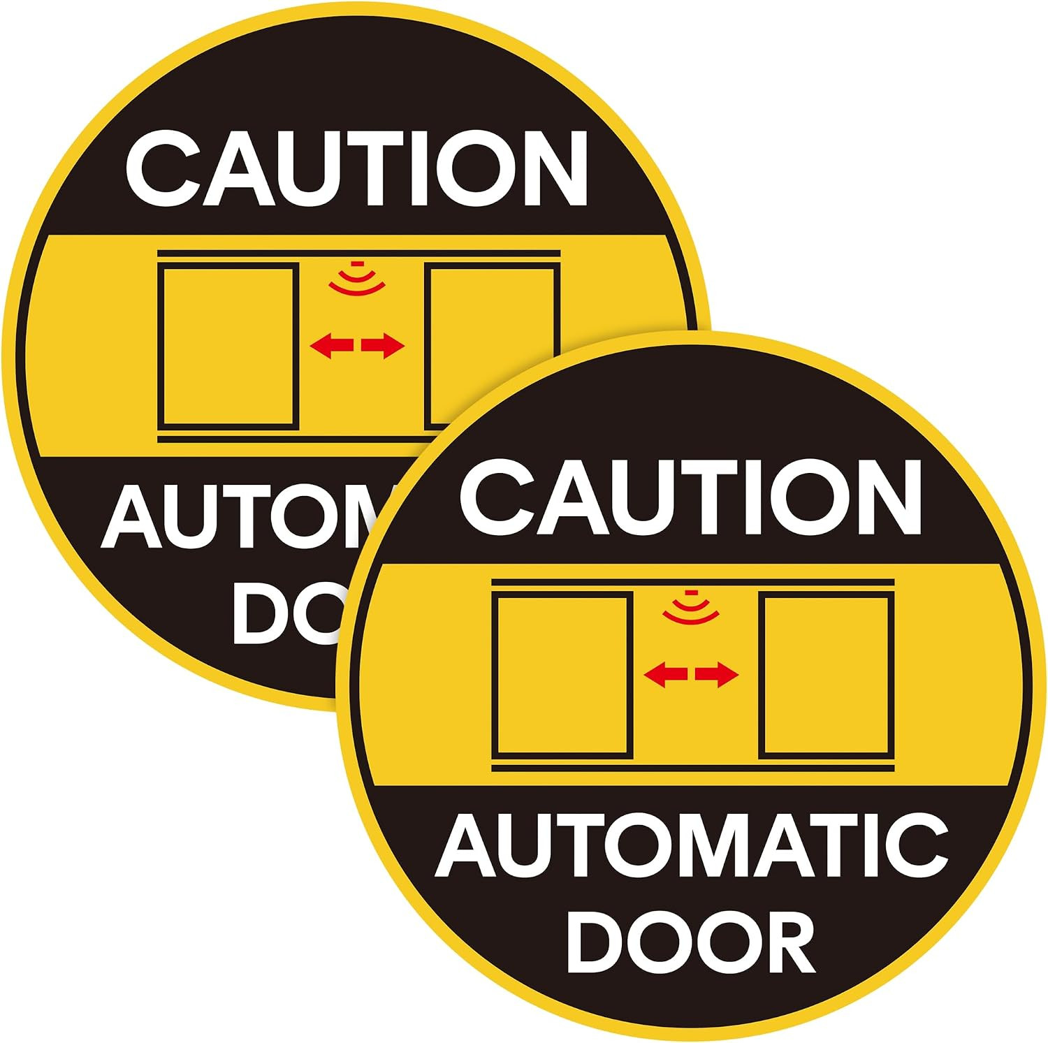2PCS Caution Automatic Door Signs, Easy Installation Self Adhesive Vinyl Automat