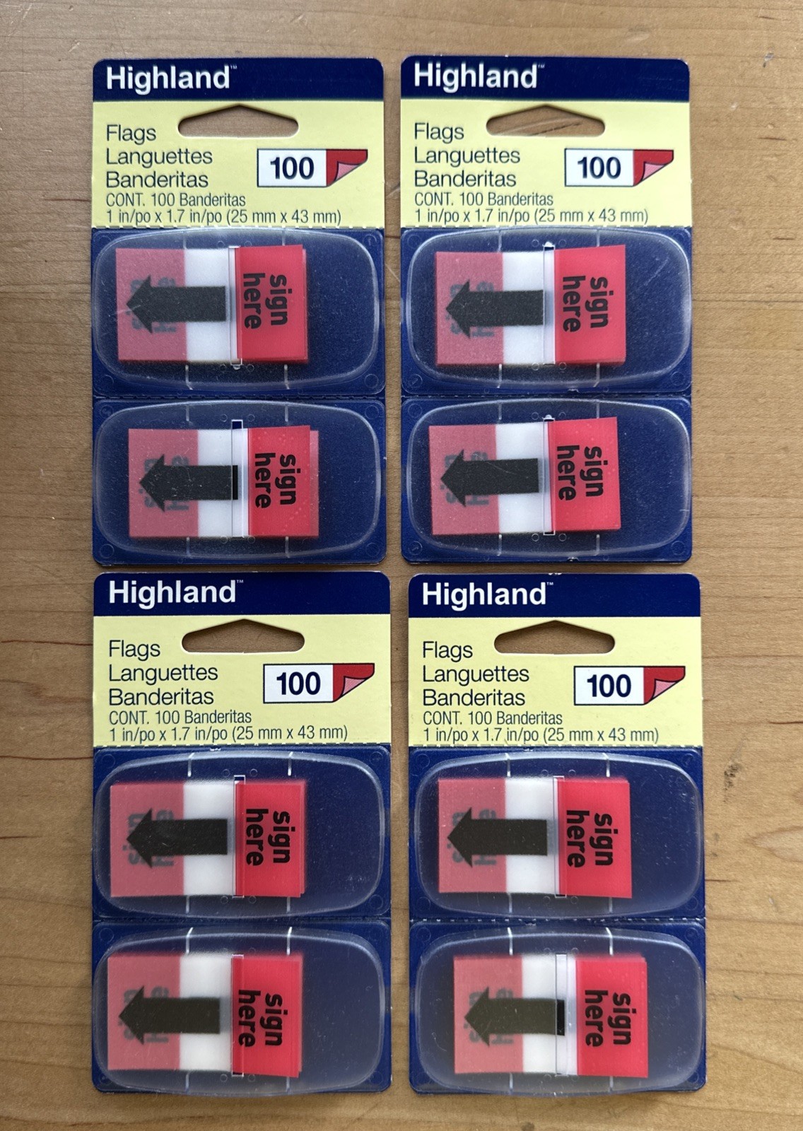 Highland Flags “Sign Here” 4 Packs Of 100 Count Stickers Document Office