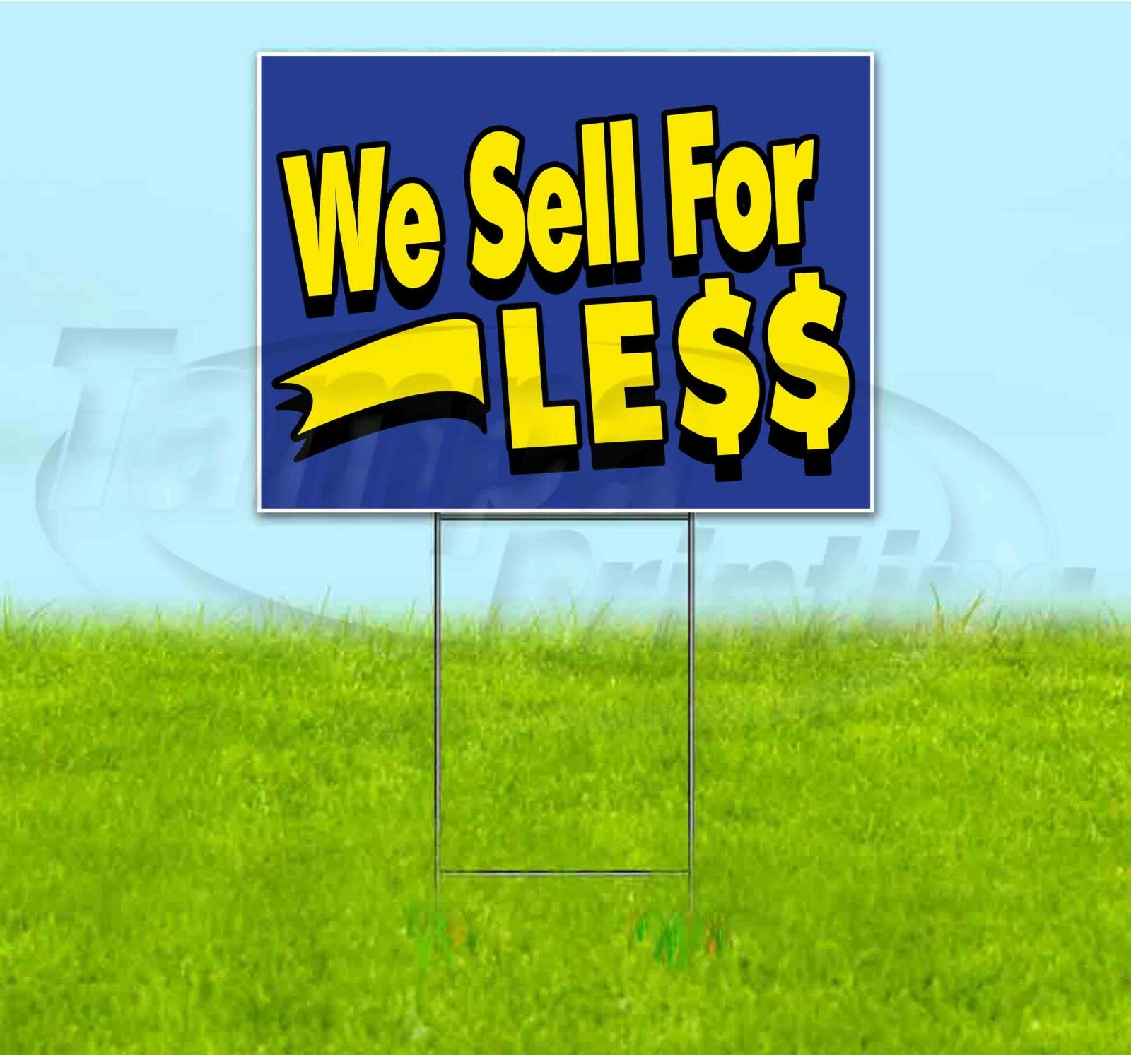 WE SELL FOR LESS 18×24 Yard Sign WITH STAKE Corrugated Bandit BUSINESS USA SALE