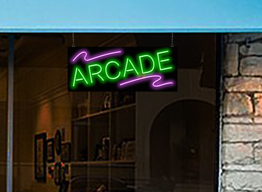 Arcade Neon Sign Jantec 32&Prime; x 13&Prime; Games Tickets Prizes Classic Fun Retro