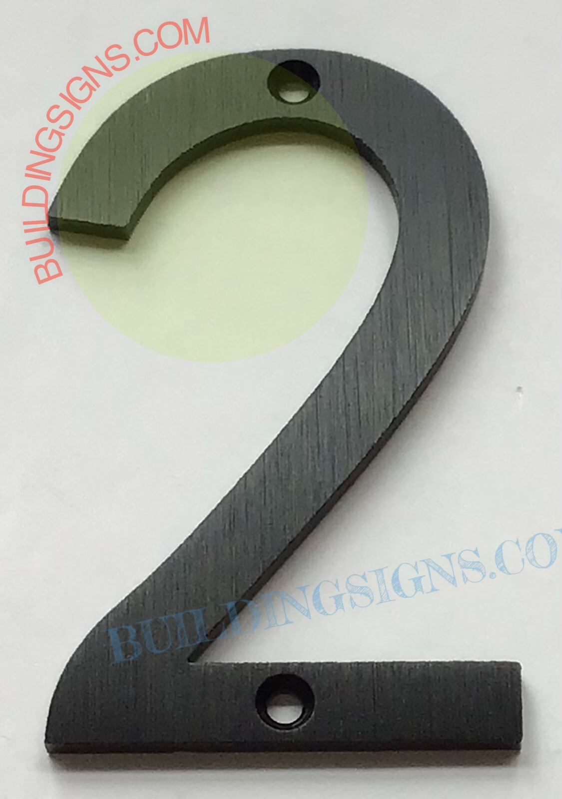 House number 2 sign (Black Aluminum, 8 inch)-Floating Mount House -REF24-1027