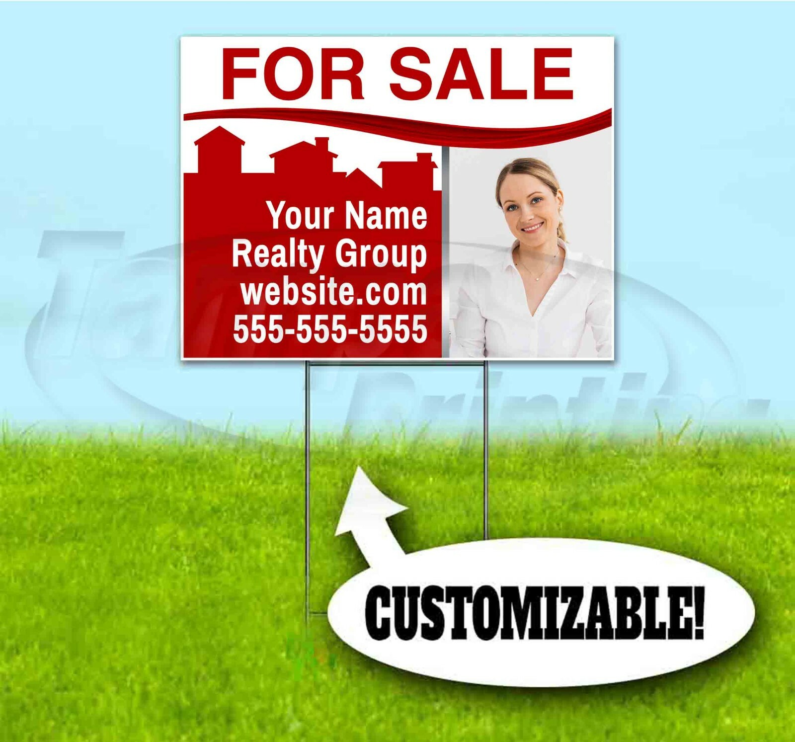 FOR SALE REALTOR CUSTOM 18×24 Yard Sign WITH STAKE Bandit USA REALTY REAL ESTATE