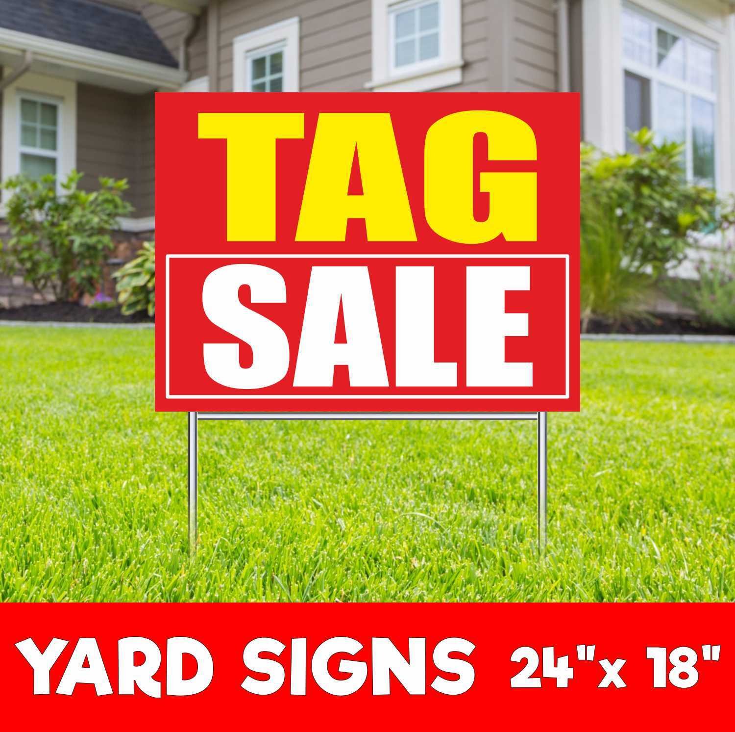 TAG SALE Yard Sign Corrugate Plastic with H-Stakes Discount Clearance Big Save