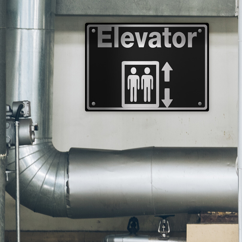 Horizontal Metal Sign Elevator B Business Weatherproof Street Signage