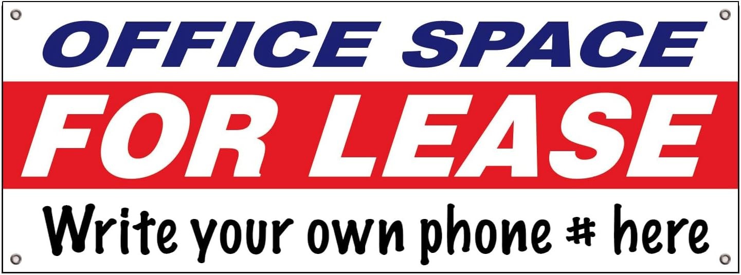 18×48 OFFICE SPACE FOR LEASE Vinyl Banner Sign with Grommets wrb