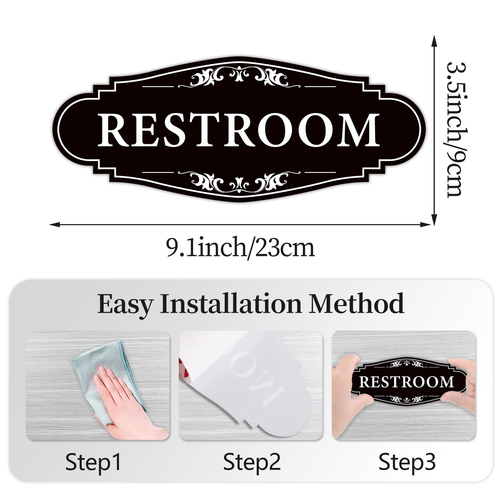 Restroom Sign for Business and Home，Self-adhesive Unisex 9IN,