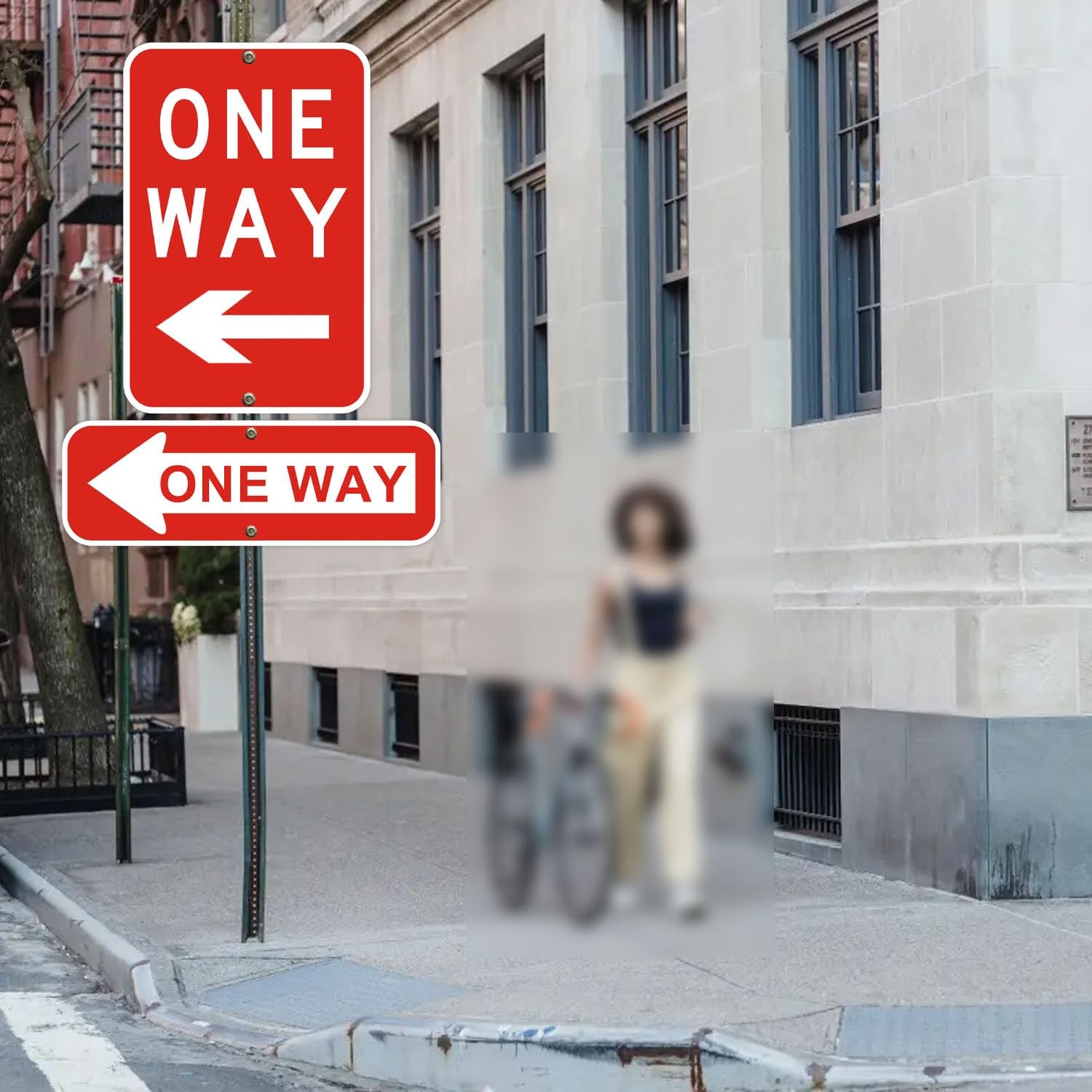 2 PCS One Way Sign Left Arrow 18×6 Inch Rust Free Reflective Aluminum