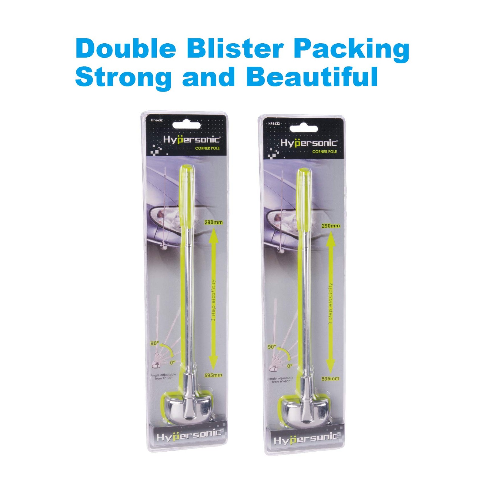 2-Pack Car Bumper Corner Antenna Pole Adjust 11in x 2in x 1.5in, Chrome