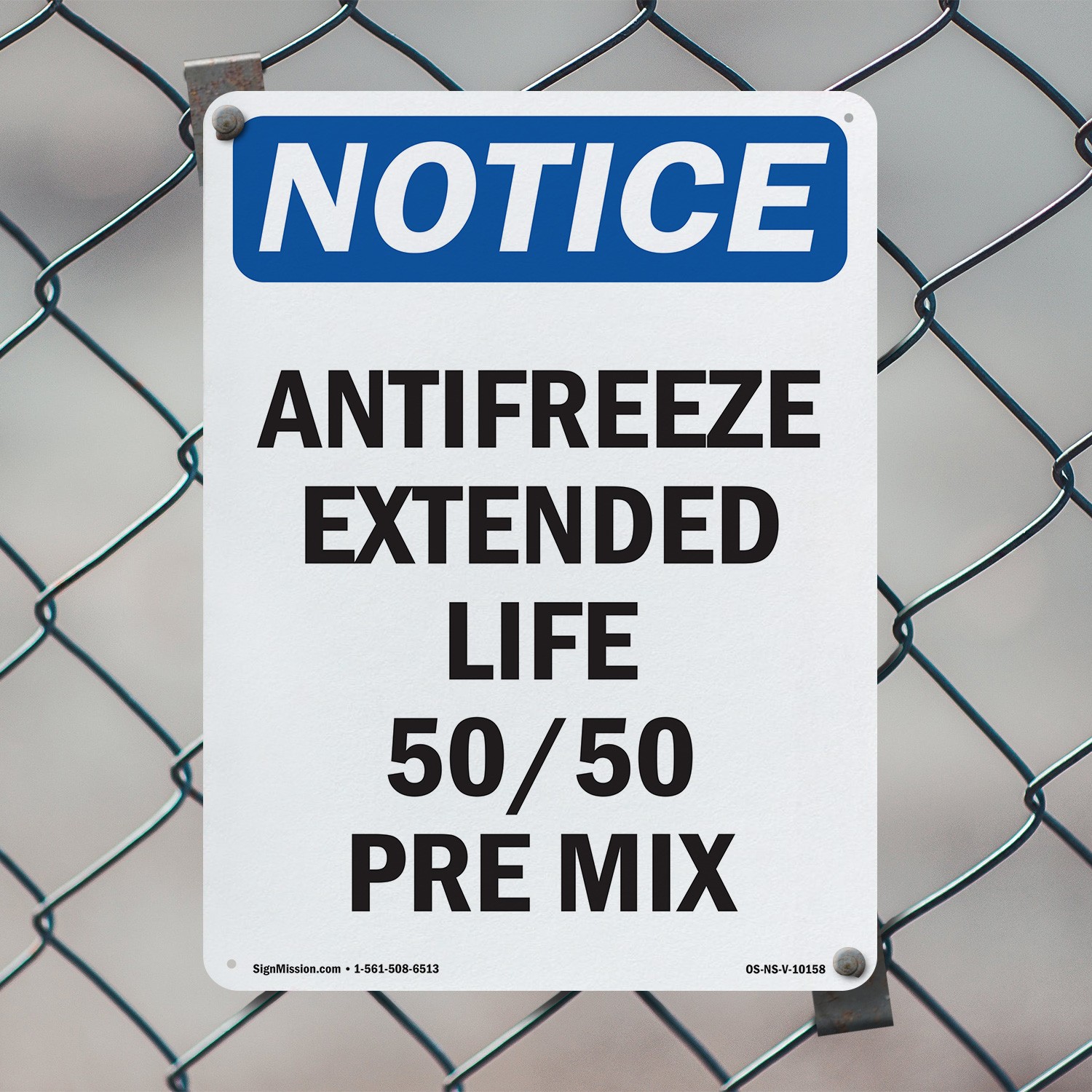 Antifreeze Extended Life 50 50 Pre Mix OSHA Notice Sign Or Decal – 5 or 10 Pack