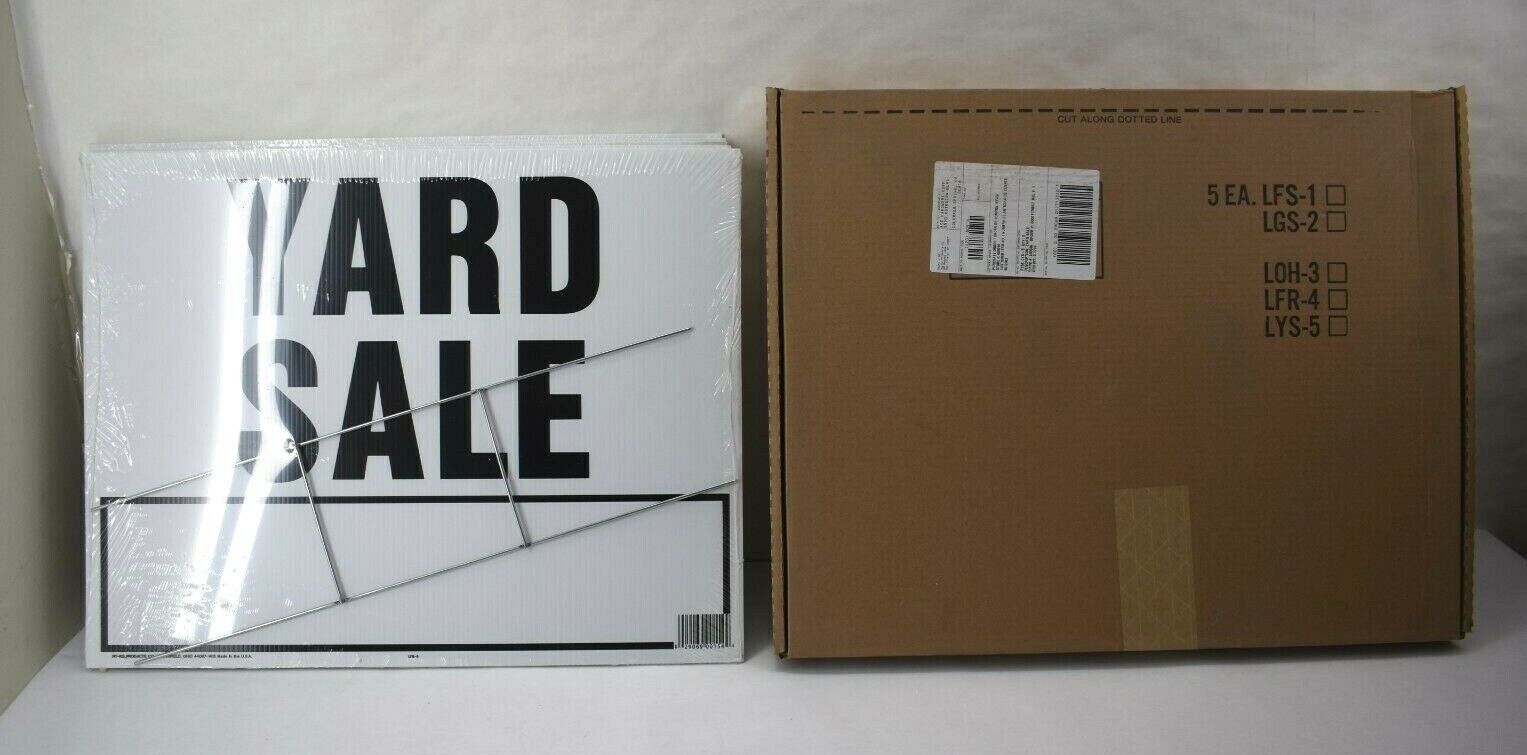 Lot of 5 Hy-Ko Products Co Lawn Sign Board Yard Sale No LYS-5 20&Prime; x 24&Prime;