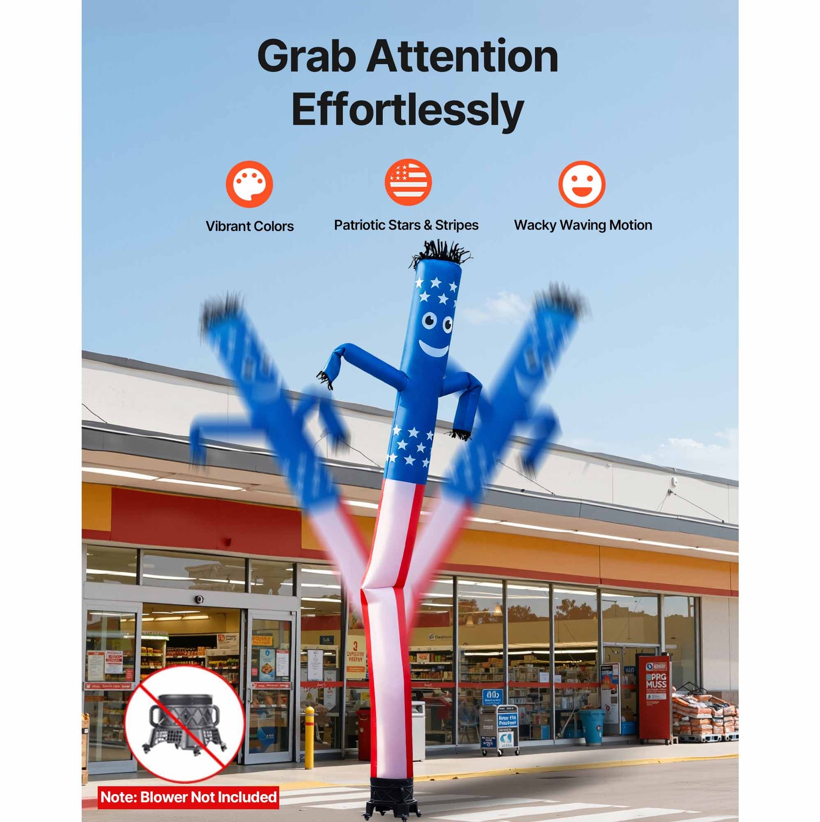 Uimoso 20-Foot Inflatable Dancing Tube Man with 18-Inch Diameter, No Blower