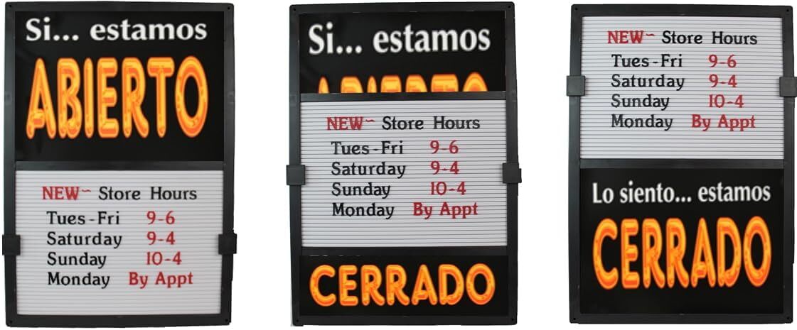 Glassmate Vertical Open/Closed Message Slider Board Sign | 14&Prime;W x 20&Prime;H
