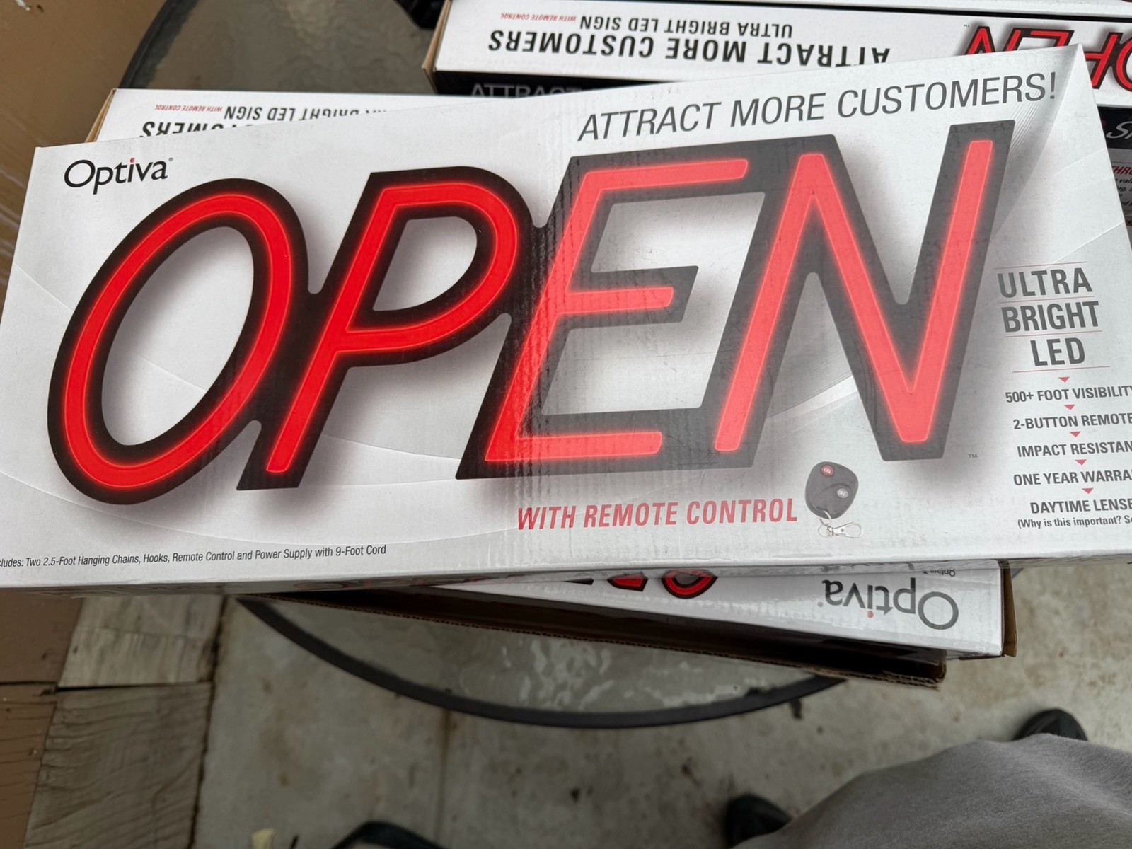 OPEN Sign with Remote Control 19.5&Prime; Ultra Bright LED-Optiva S-SGN-06005-00 H4