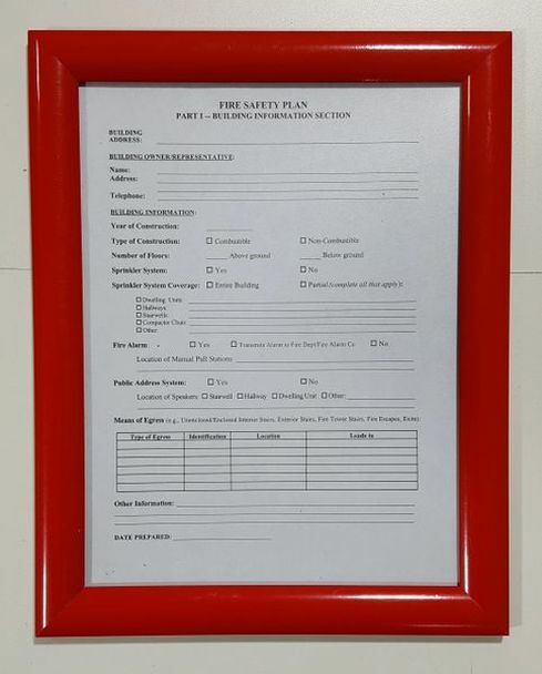 Notice: in CASE of FIRE Close All Doors (RED Frame,Standard -8.5×11)–REF24-1027