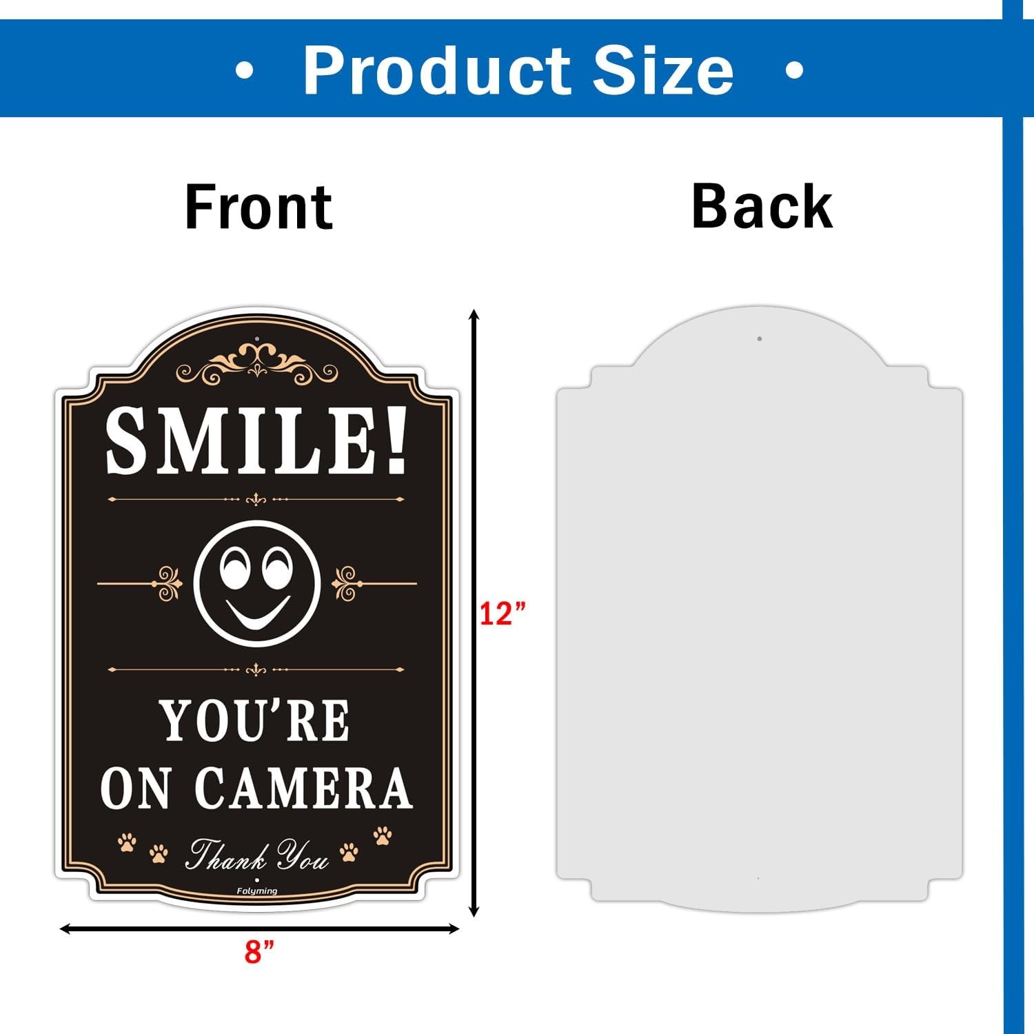 Smile You&rsquo;re On Camera Signs Video Surveillance Signs 12 x 8 Inches Home Busi…