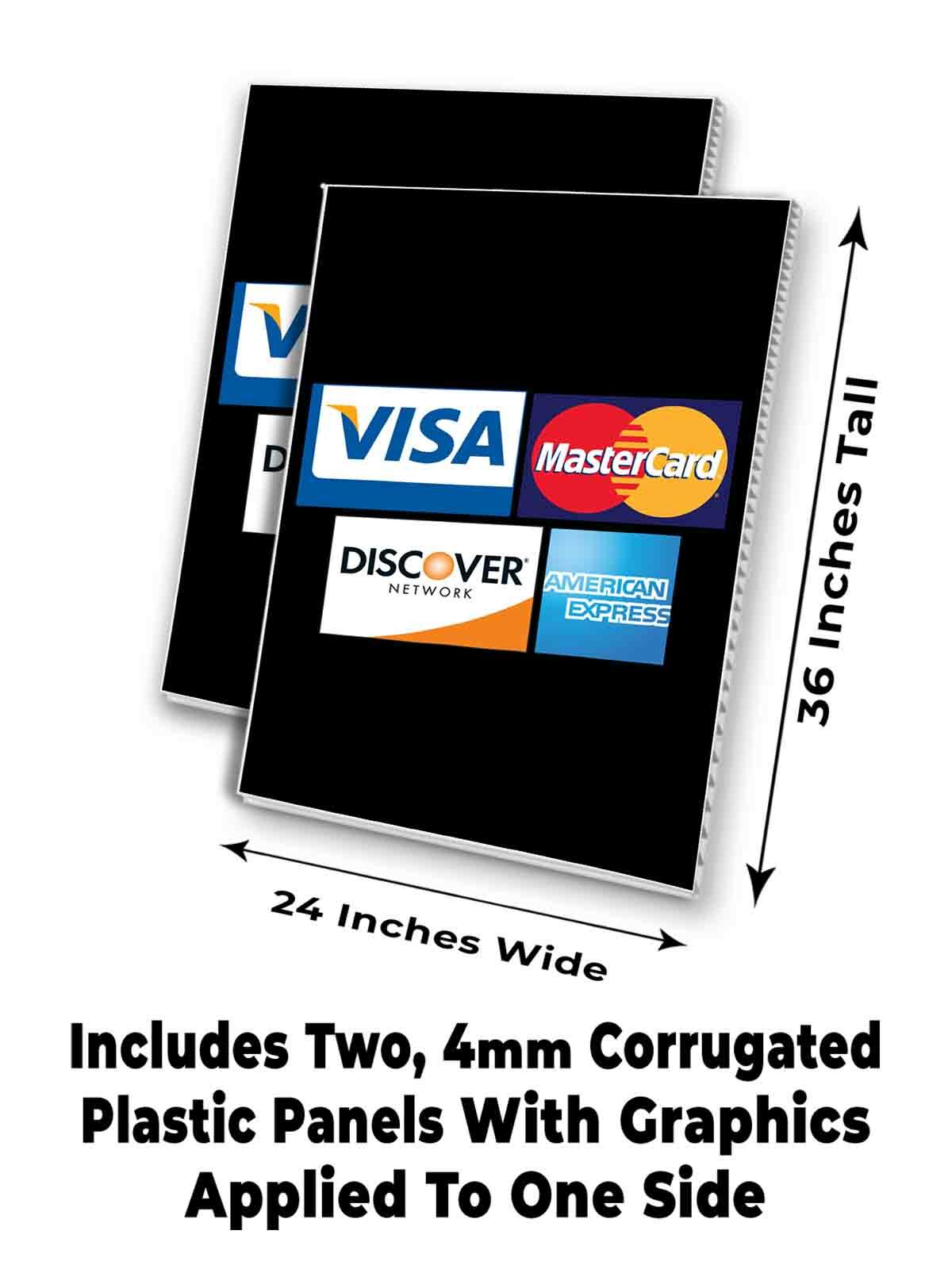 CREDIT CARD LOGOS Signicade 24×36 A Frame Sidewalk Sign Double Sided ACCEPTED