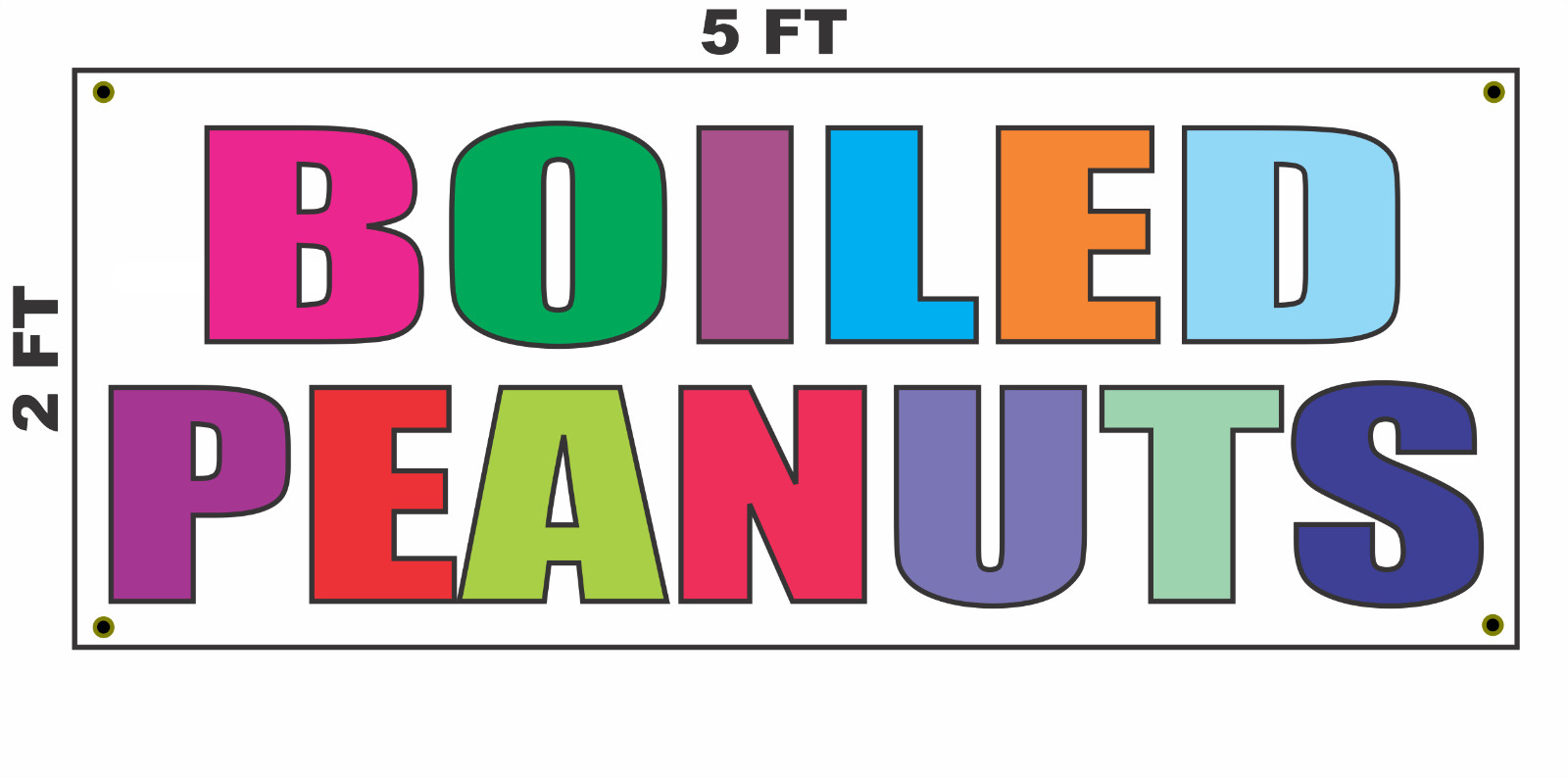 BOILED PEANUTS Multi-colored Banner Sign 2×5 for convenience Store Gas Station