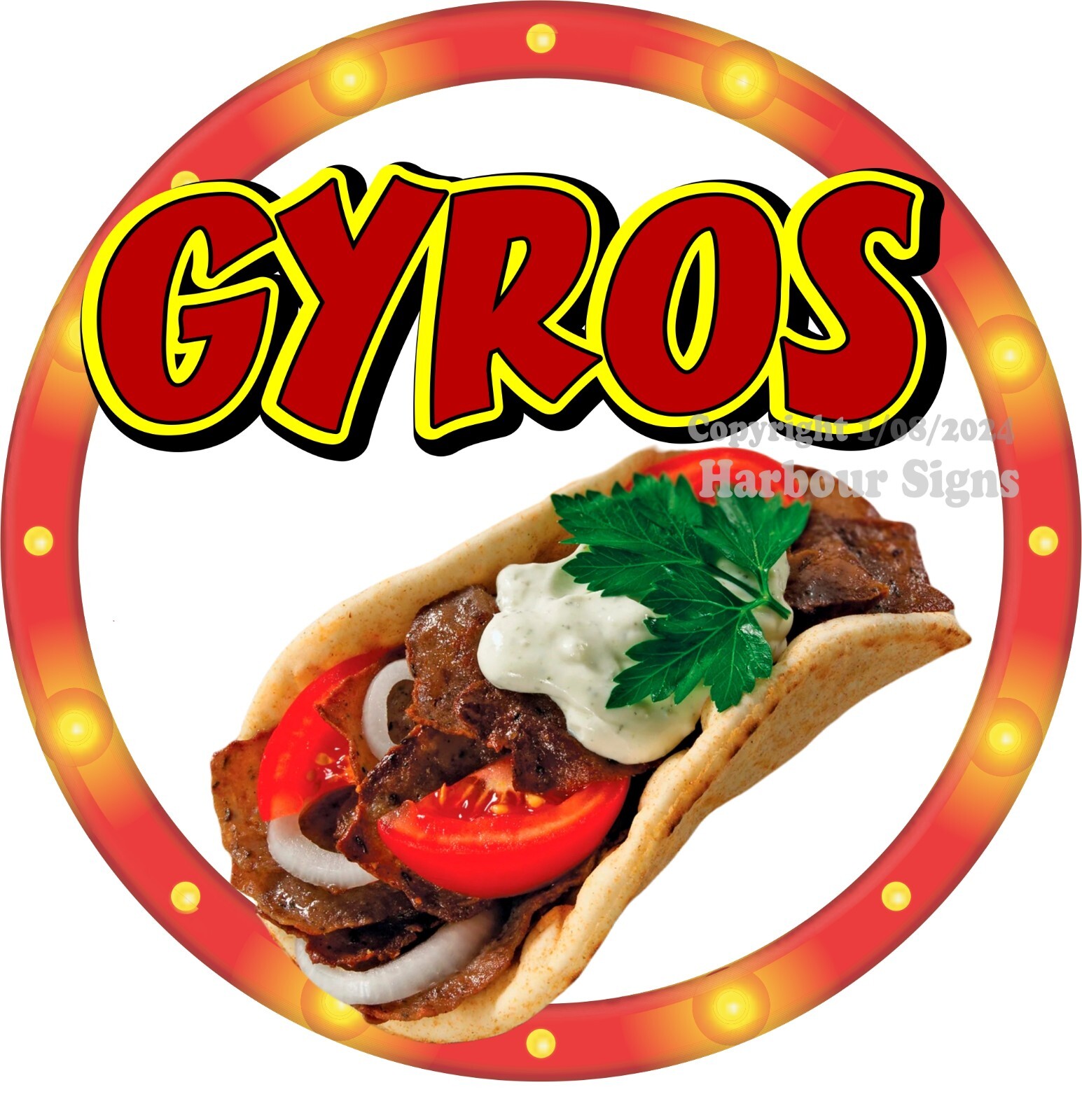 Gyros DECAL (Choose Your Size) Snack Concession Fair Food Truck Sticker c2