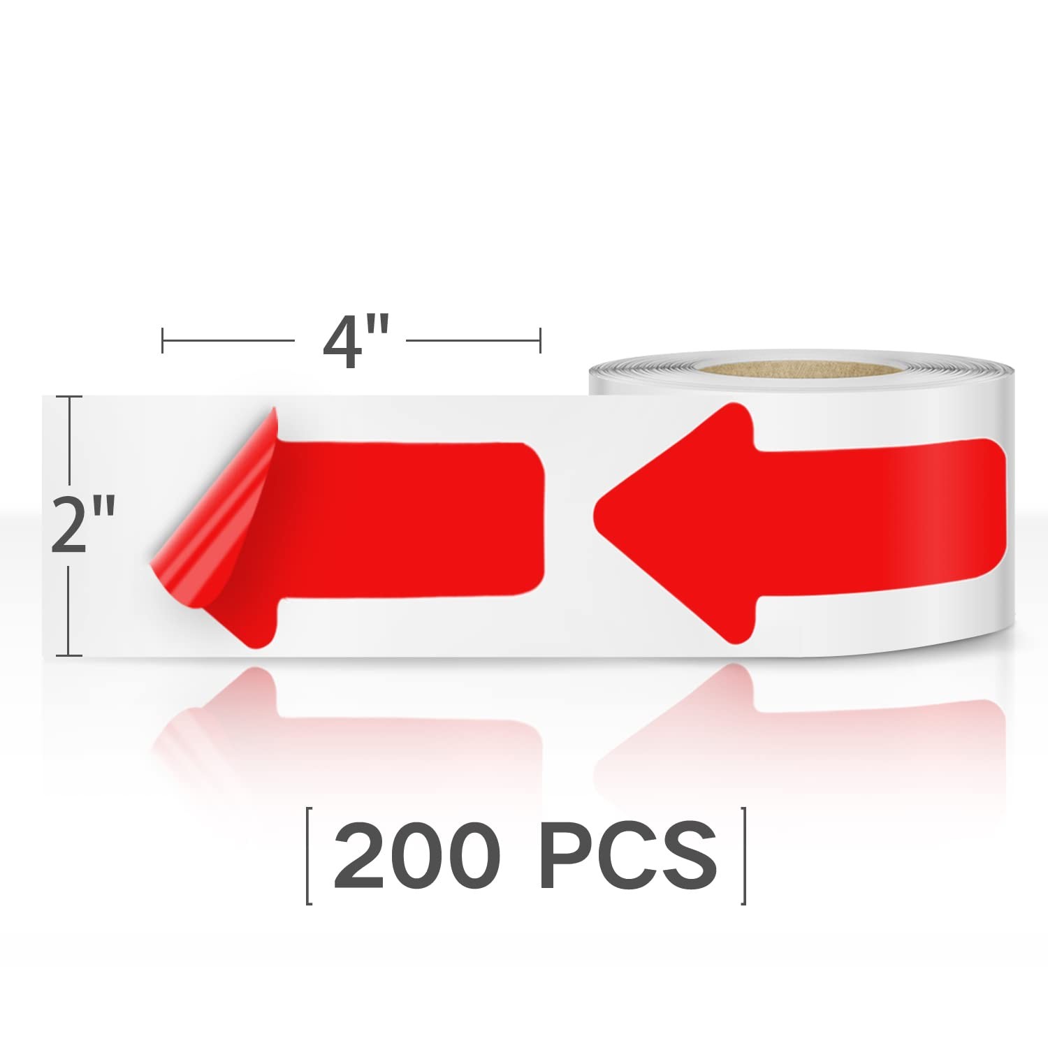 Arrow Floor Sign Tape 2&Prime; x 4&Prime; Marking Sticker 200 PCS Decal Tape Red
