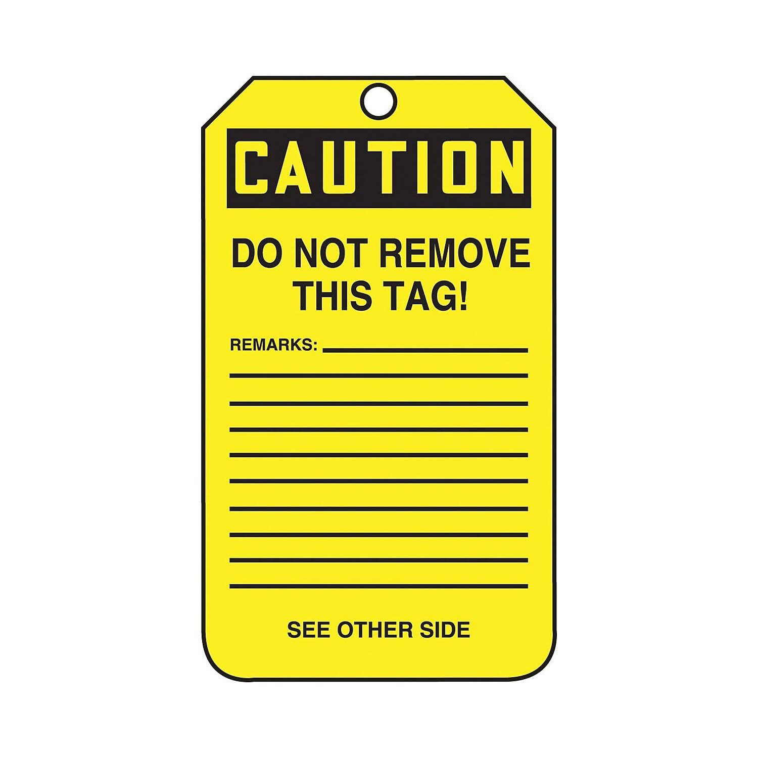 MDT626CTP Pf-Cardstock Safety Tag, Legend « Caution Unsafe Do Not Use », 5.75&Prime; Len