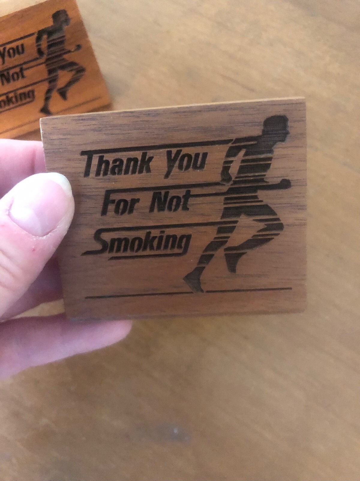 Vintage set of 3 Thank You For Not Smoking laser craft wooden