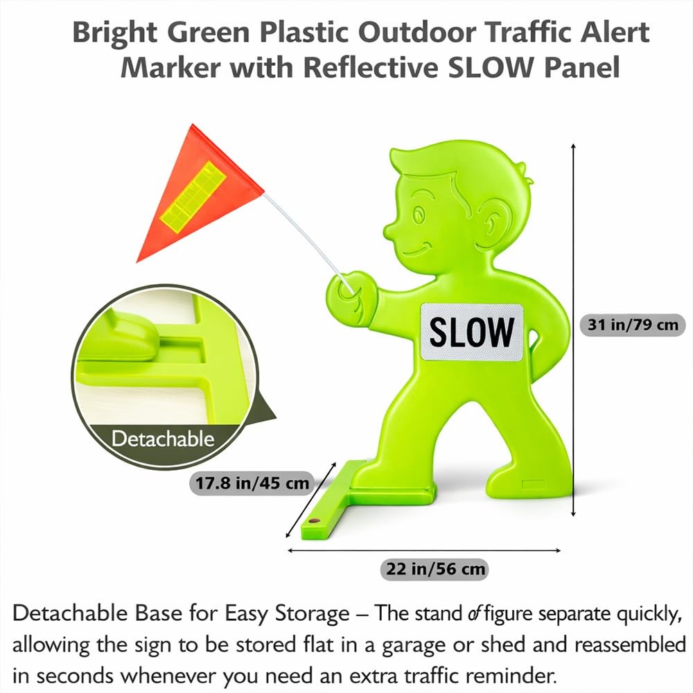 31 Inch Green Caution Kid Alert Slow Down Kids At Play Sign Reflective