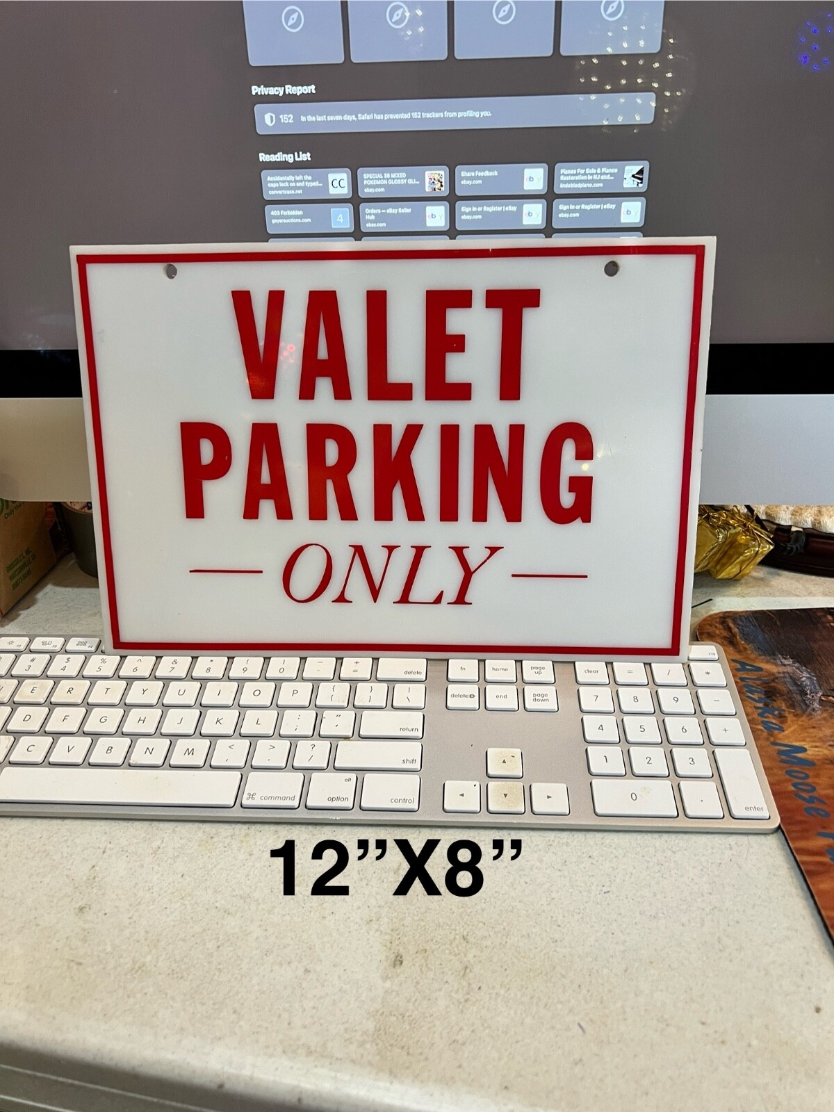 VALET PARKING ONLY HEAVY PLASTIC PARKING SIGN WITH VINYL APPLIED LETTERS 12&Prime;X8&Prime;