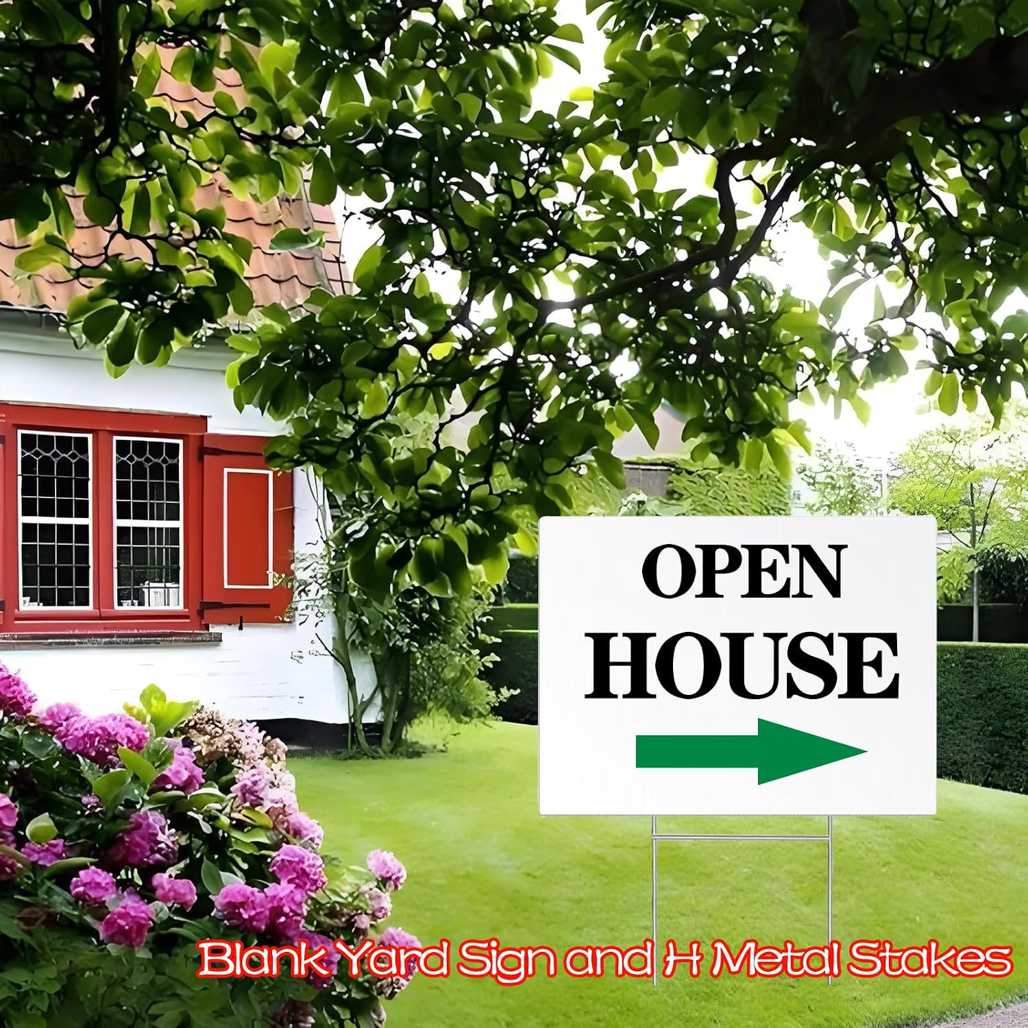 16 Pack 18 X 24 Inches White Corrugated Plastic Yard Sign with Metal Stakes for