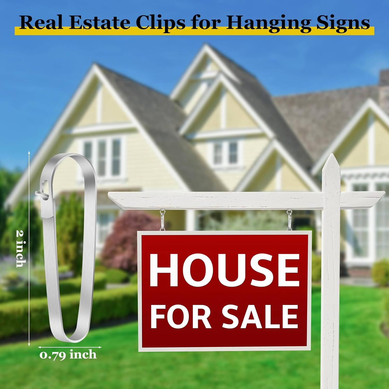 16 PACKS Real Estate Sign Clips for Hanging Signs, Real Estate Sign Rider Clips,