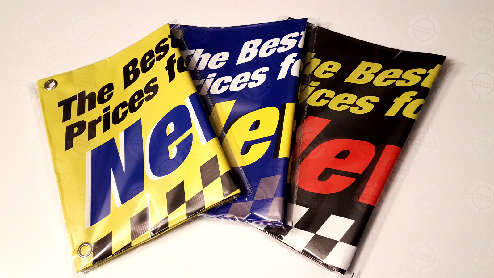 Best Prices New Used Tires Banner Vinyl Display Various Bright Color Sign Poster