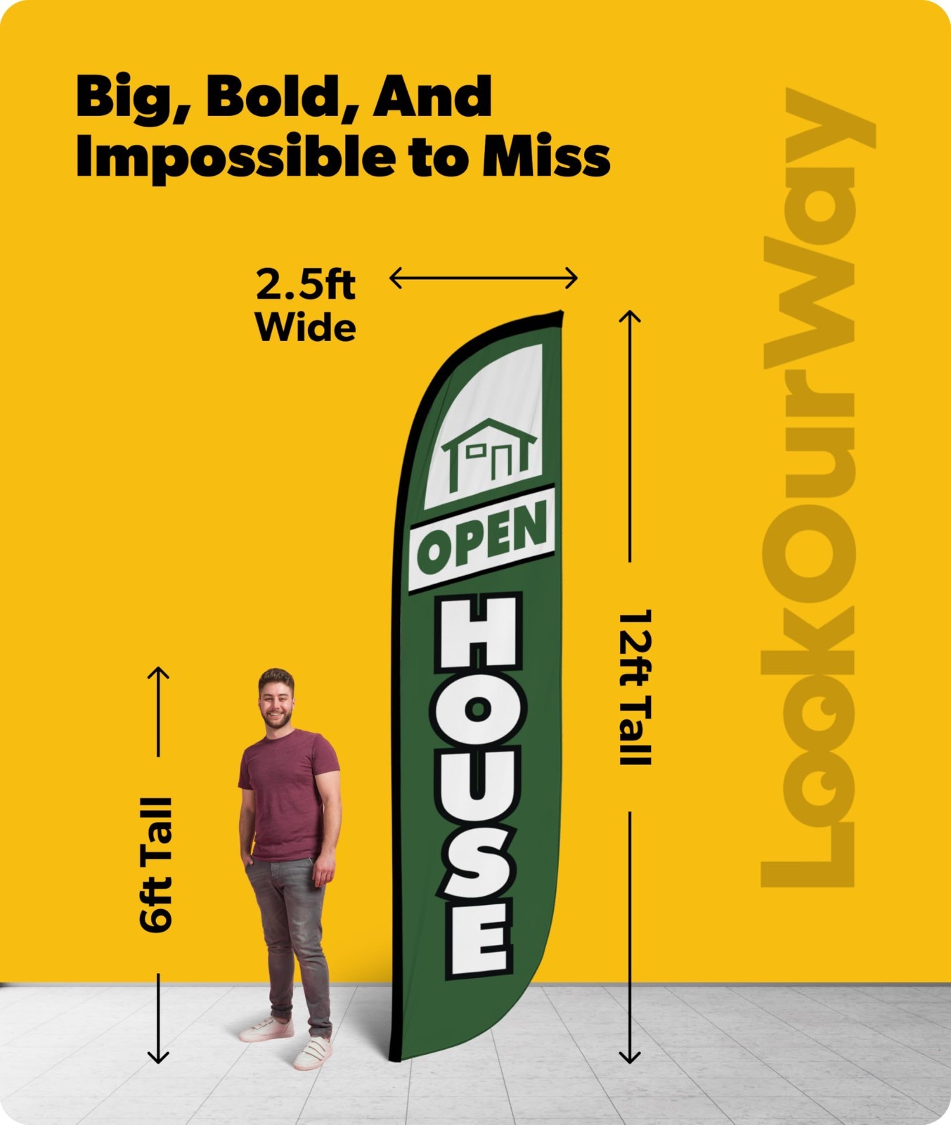 12ft Feather Flag Banner for Outdoor Advertising – Swooper Sign for Business Eve
