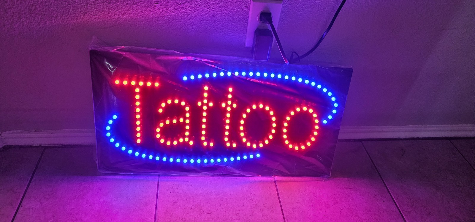Tattoo Sign, 24&Prime;x12&Prime;, 60x30cm, TOPKING, LED
