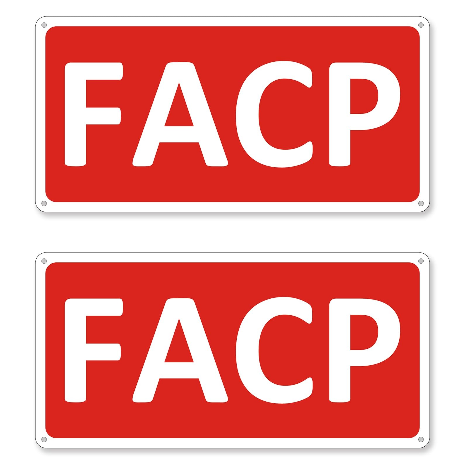 2 Pack FACP Sign Fire Alarm Control Panel 12×6 Inch Aluminum Reflective Red