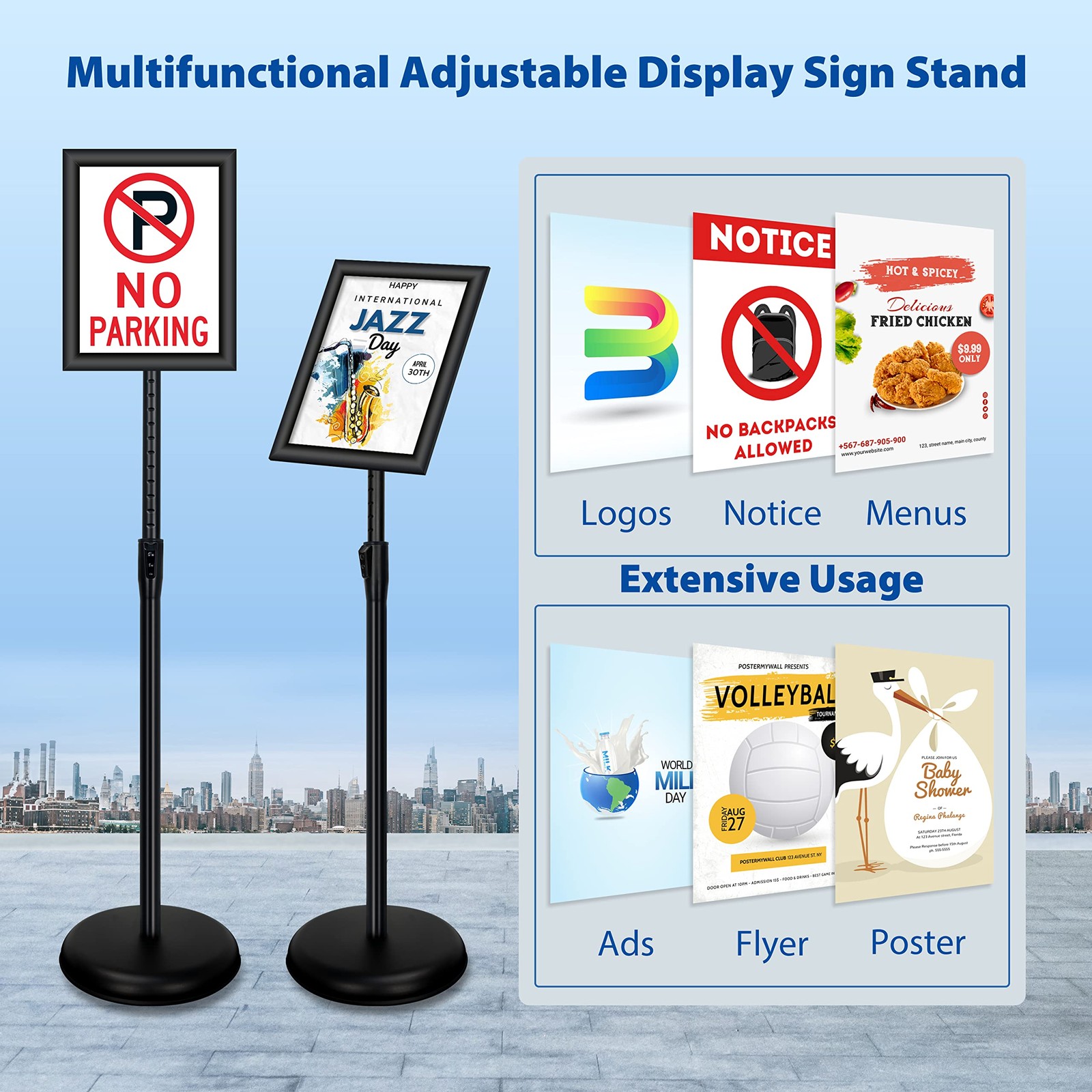 6Packs 8.5×11 Inch Adjustable Pedestal 8.5 x 11 inches (6 Pack), Black