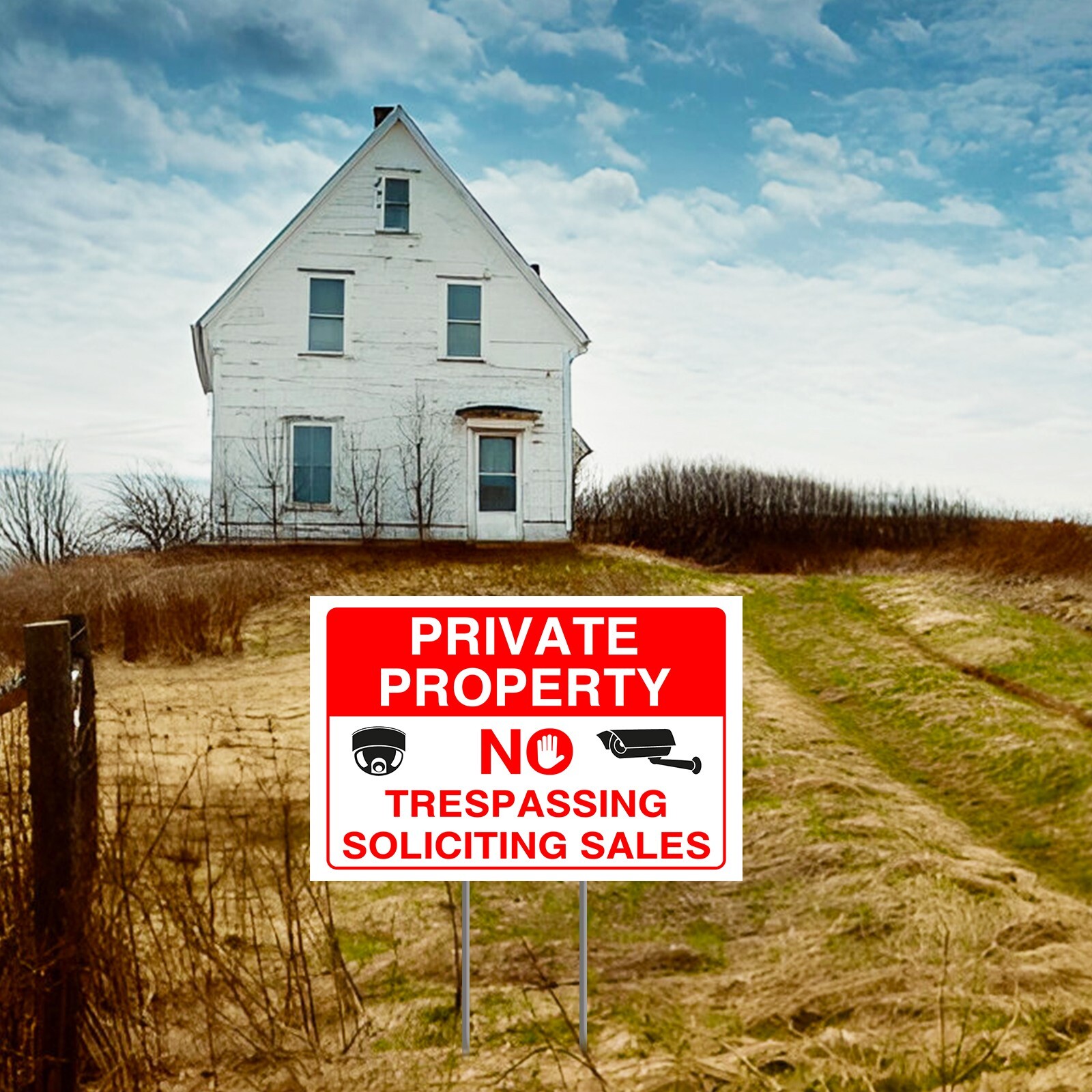 Private Property No Trespassing Signs with H-Stakes, Protect Your Home, Office