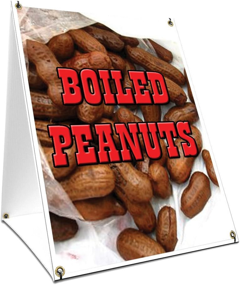 A-Frame Sidewalk Boiled Peanuts Sign with Graphics on Each Side | 18&Prime; X 24&Prime; Prin