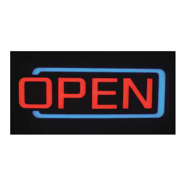 LED Open Sign, Red/Blue, 2 13/64 in W, 7 51/64 in H AC-01-RC AC-01-RC
