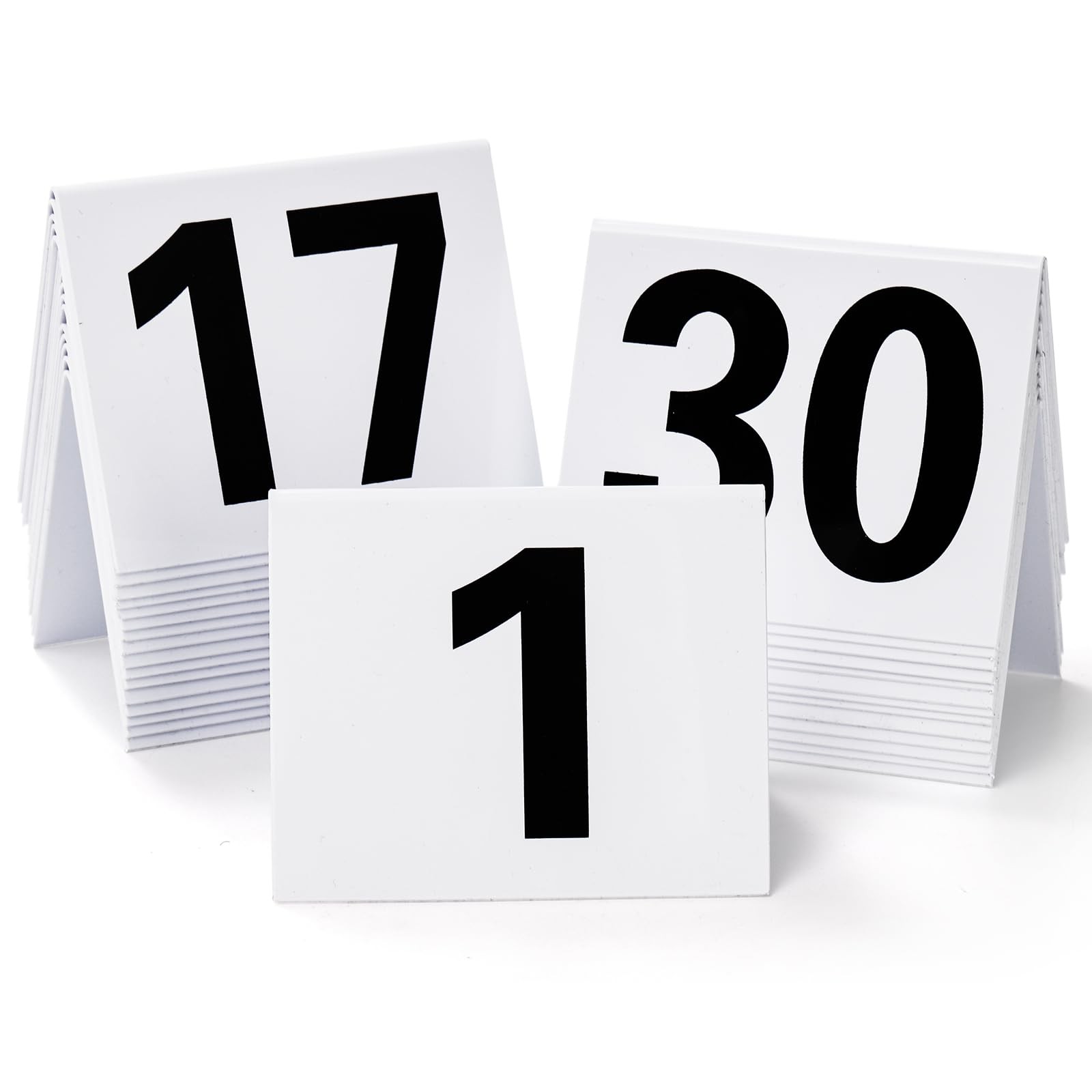 30 PCS Restaurant Table Numbers 130 White Double Side Acrylic Tent 3.5x3x2.3 In