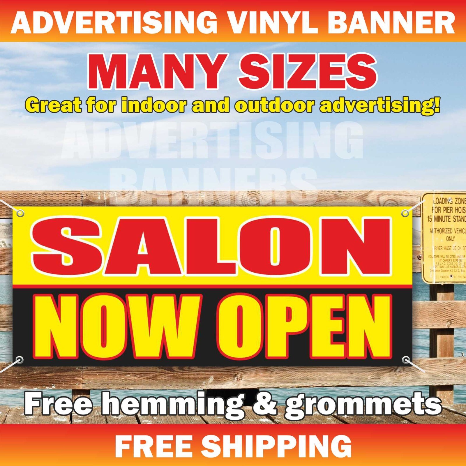 SALON NOW OPEN Advertising Banner Vinyl Mesh Sign Beauty Spa Nails Auto