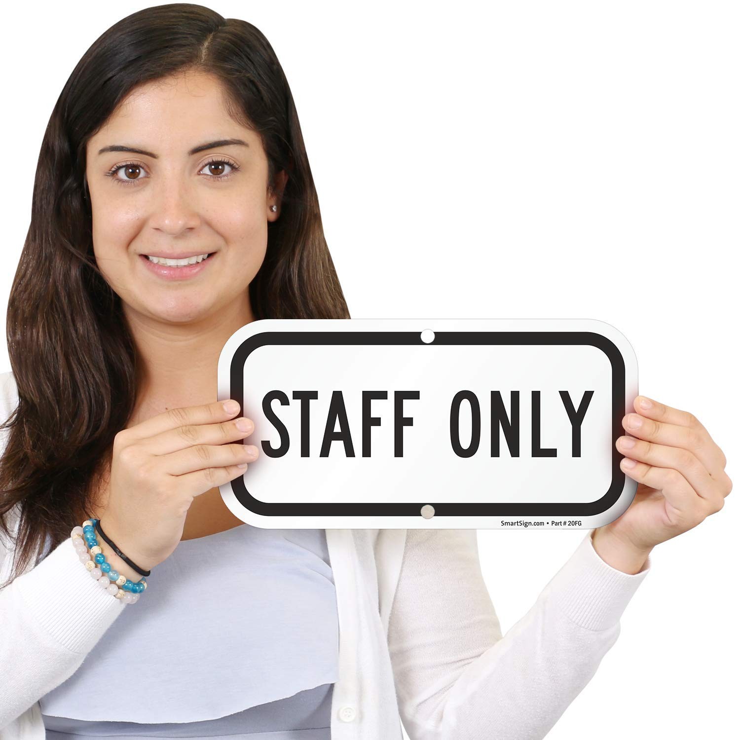 – K-5958-AL-06×12 Staff Only Sign | 6 x 12 Aluminum Black on White