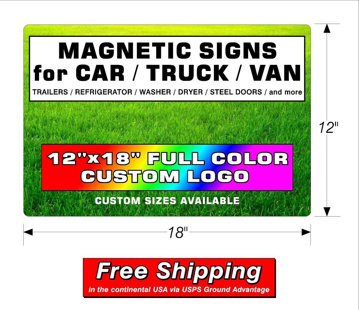 1 PAIR (2) MAGNETIC SIGNS for CAR / TRUCK / VAN / TRAILERS – 18&Prime; x 12&Prime;