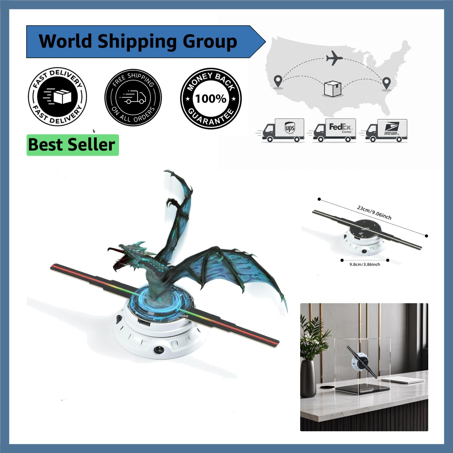 9.1&Prime; Hologram Fan: App-Controlled 3D Display with LED Lights for Trade Shows