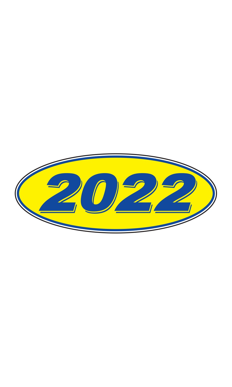 SSWBasics Oval Windshield Year Stickers Blue/Yellow « 2022 » Pack of 12
