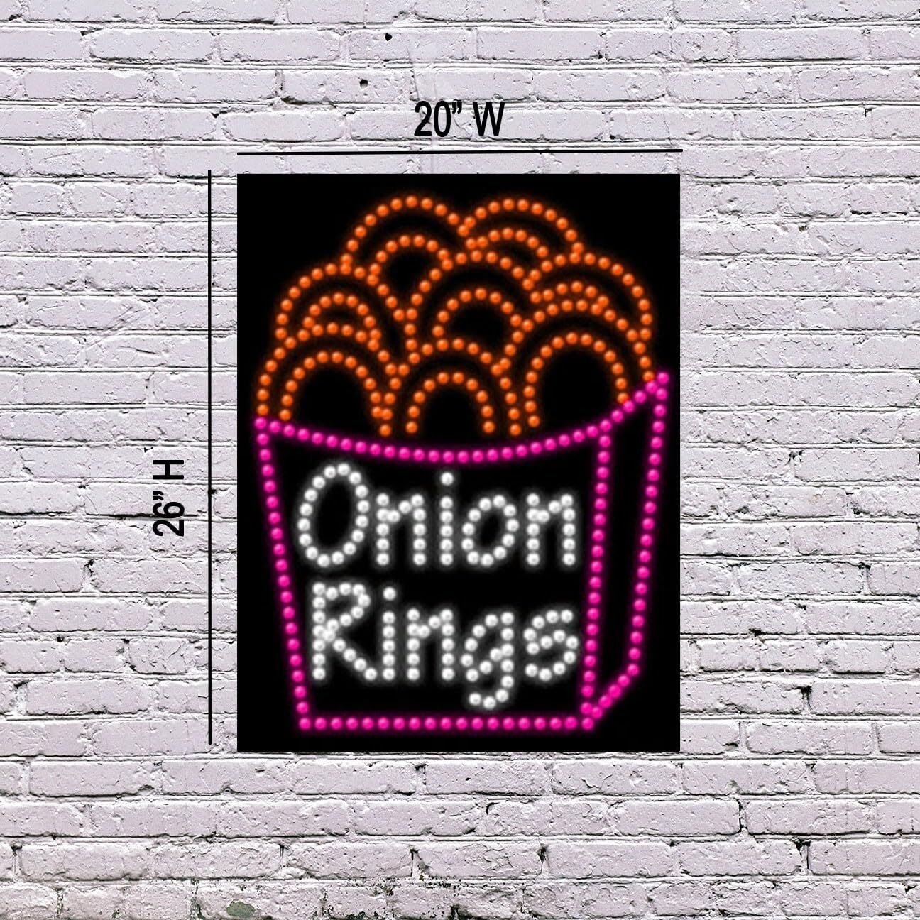LED Onion Rings Sign | Light Up Sign | 26&Prime;H x 20&Prime;W x 2&Prime;D