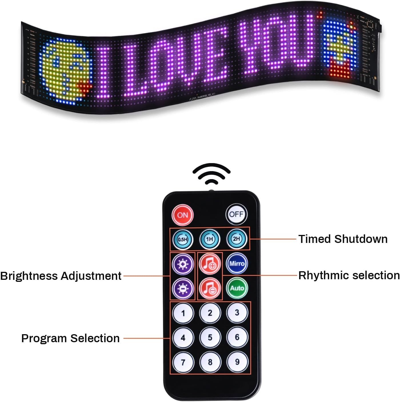Programmable Bluetooth LED Car Window Sign – Customizable 23 »x5 » Display